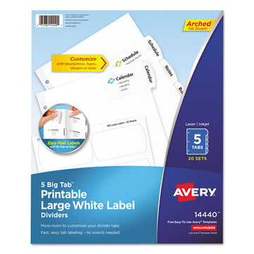 Avery® Big Tab Printable White Label Tab Dividers, 8-tab, Letter, 20 Per Pack freeshipping - TVN Wholesale